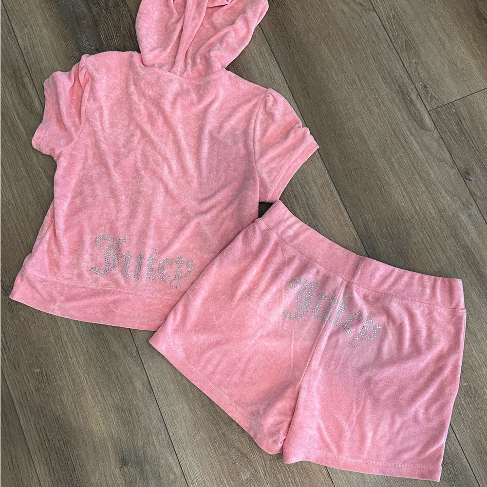 NWT Juicy Couture Shorts & Hoodie Set, Size Medium, Flamingo Pink!
